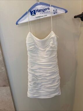 cinq a sept White Ruched Spaghetti-Strap Camisole Dress